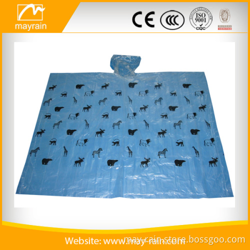 Disposable PE Rain Poncho With Hood For Promotion